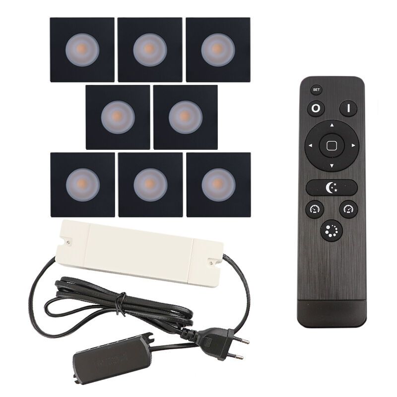 Hliníkové podhľadové svietidlo do altánku čierne, Dico, 24 W, LED 2700 K, IP65, s diaľkovým ovládačom