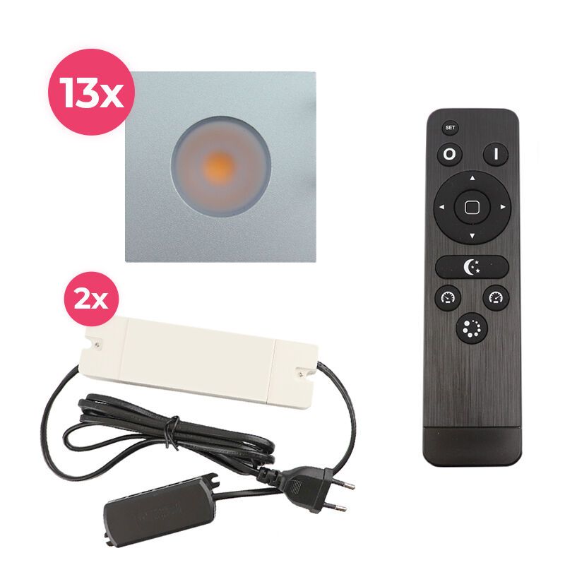Hliníkové podhľadové svietidlo do altánku chrómové, Dico, 39 W, LED 2700 K, IP65, s diaľkovým ovládačom