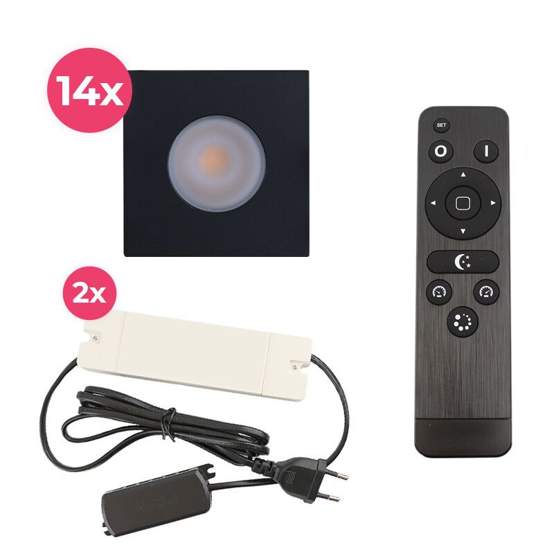 Hliníkové podhľadové svietidlo do altánku čierne, Dico, 42 W, LED 2700 K, IP65, s diaľkovým ovládačom