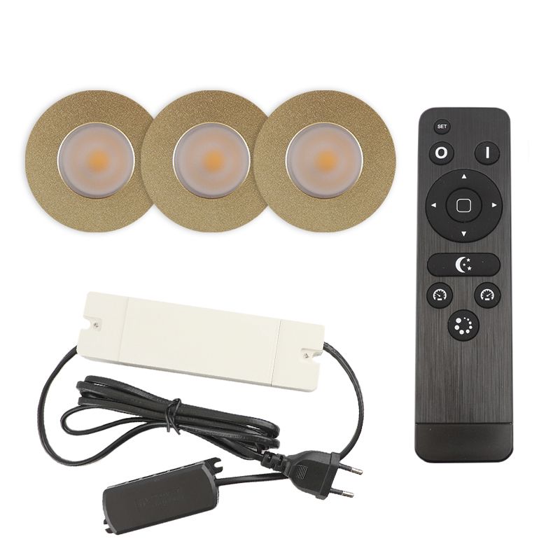 Hliníkové podhľadové svietidlo do altánku mosadzné, Dico, 3 W, LED 2700 K, IP65, s diaľkovým ovládačom