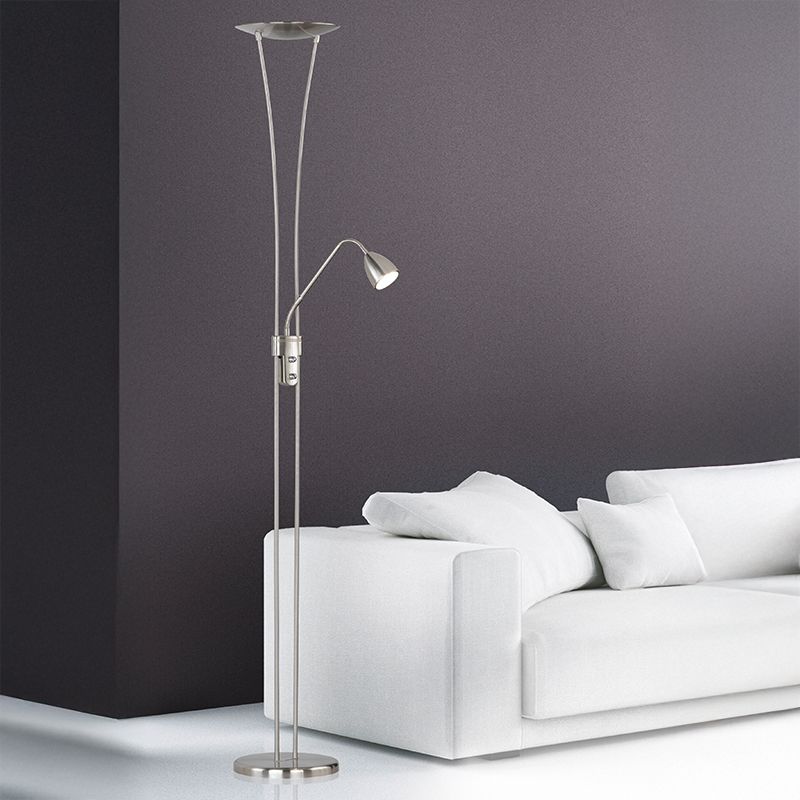 Niklová stojaca lampa klasická, Stijn, 20 W, LED 3000 K, s vypínačom
