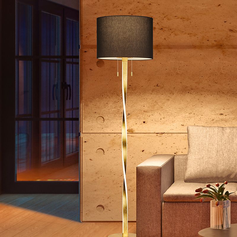 Zlatá stojaca lampa moderná, Ramten, 7 W, LED 3000 K, s tiahacím vypínačom
