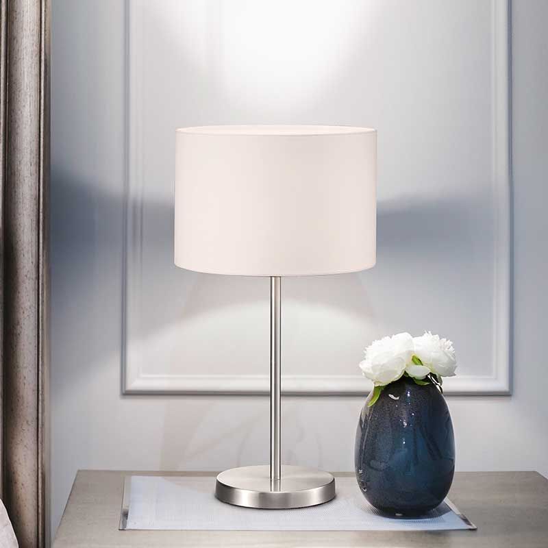 Niklová stolová lampa kovová, Ledbury, s vypínačom