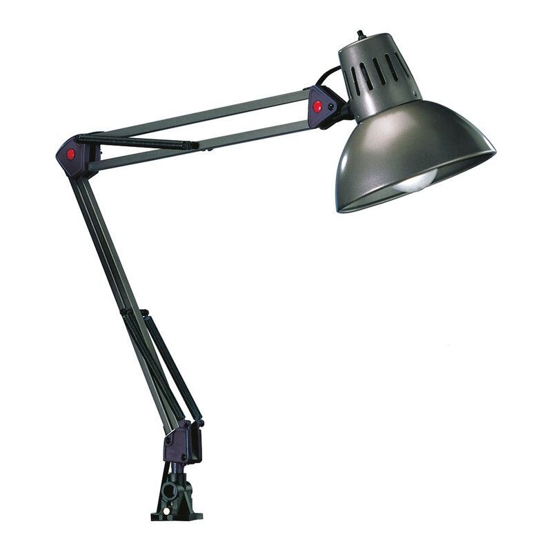 Sivá lampa na písací stôl kovová, Kinshasa, s vypínačom