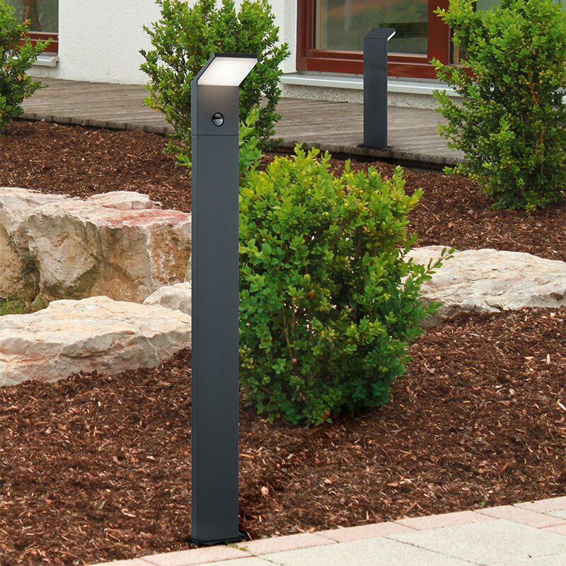 Antracitý záhradný stĺpik so senzorom pohybu moderný, Solana, 9 W, LED 3000 K, IP54