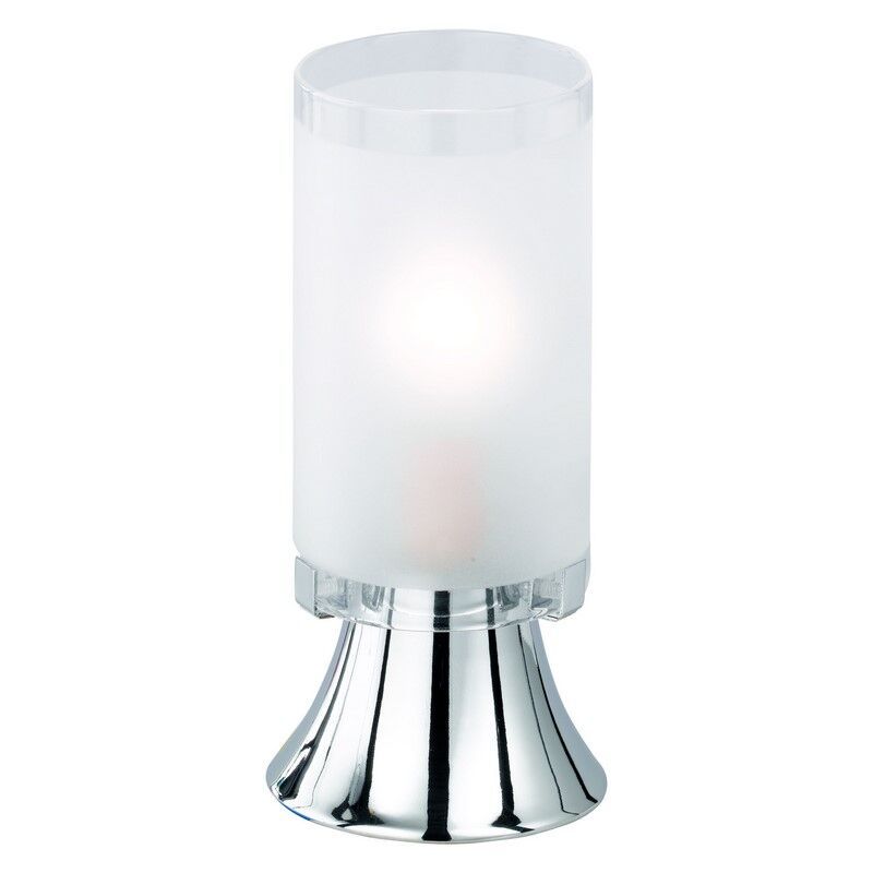Chrómová stolová lampa sklenená, Leanne, s vypínačom