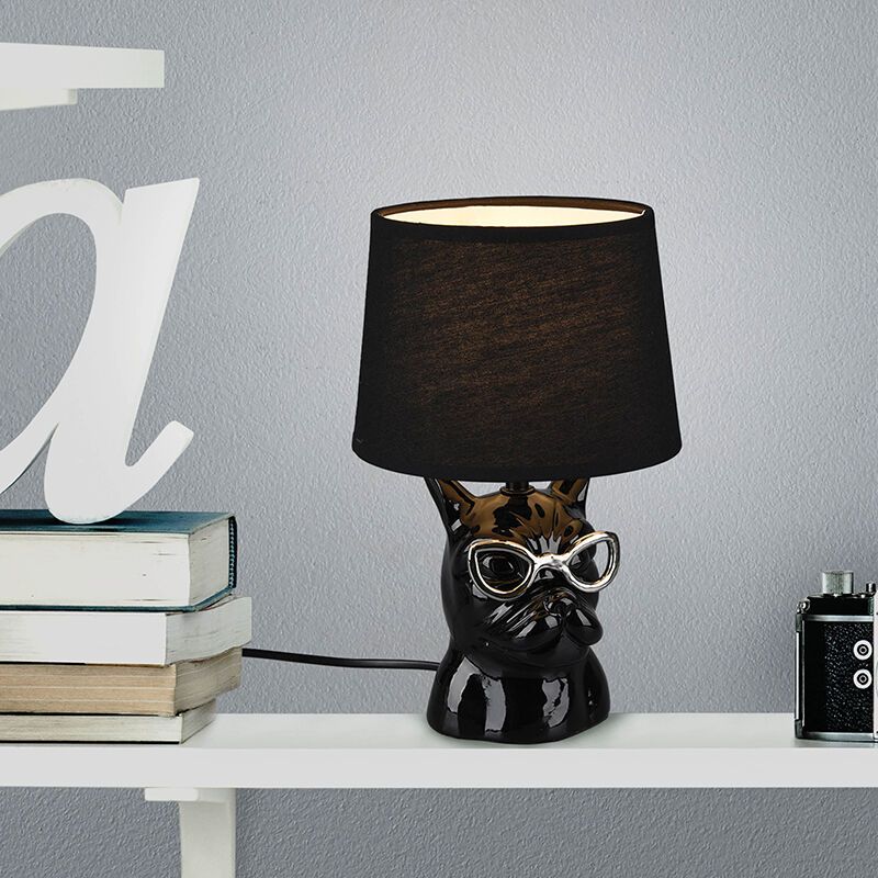 Keramická stolná lampa do detskej izby čierna, Magda, s vypínačom