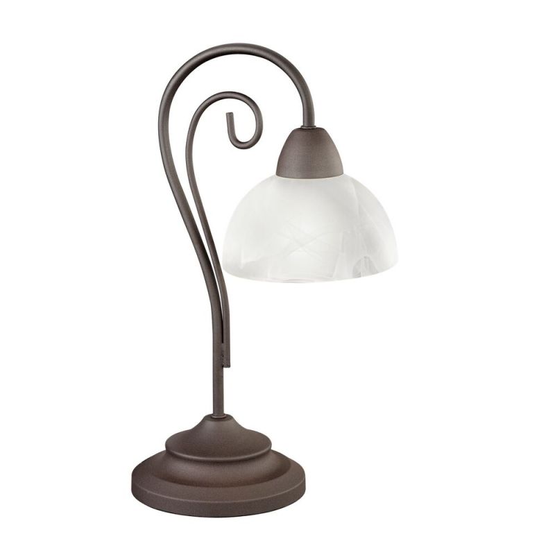 Rezavá stolová lampa klasická, Jared, s vypínačom