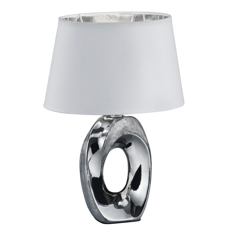 Keramická stolová lampa strieborná, Moldrup, s vypínačom