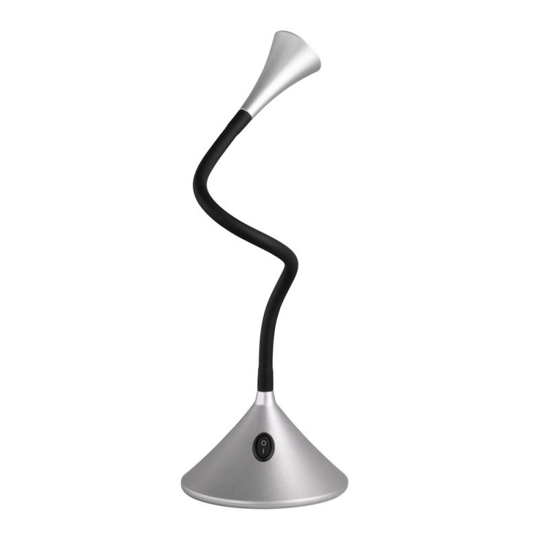 Strieborná lampa na písací stôl moderná, Yelaisa, 3 W, LED 3000 K, s vypínačom