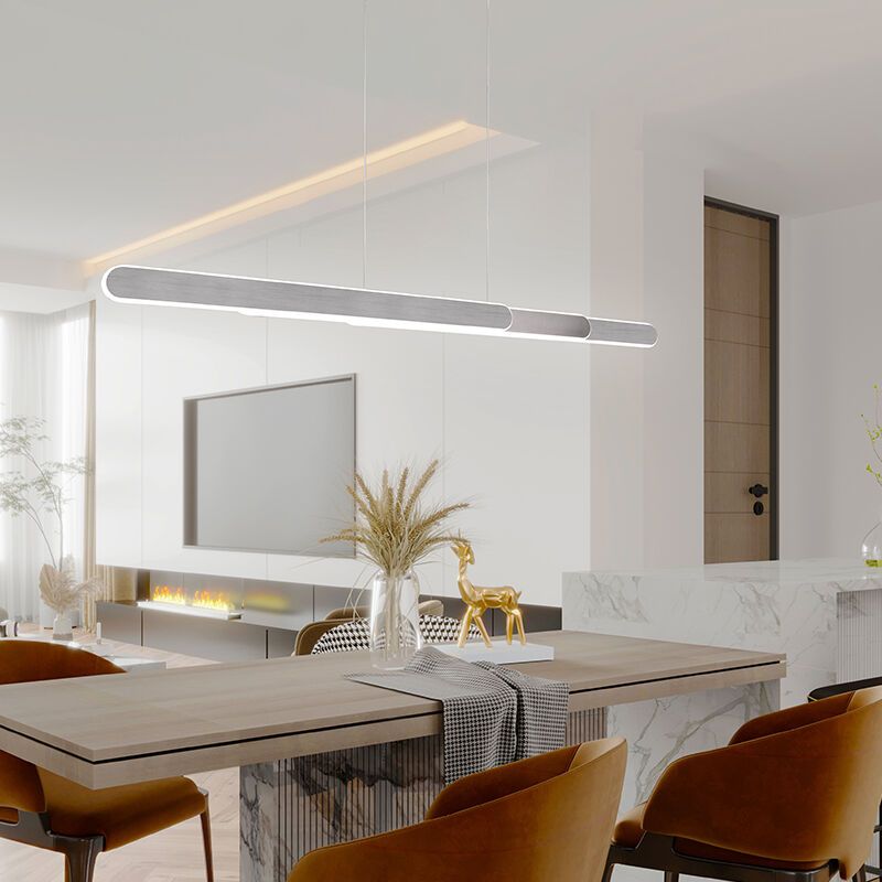 Strieborné visiace svietidlo dizajnové, Dwayn, 48 W, LED nastaviteľný od teplej po studenú bielu, s dotykovým stmievačom