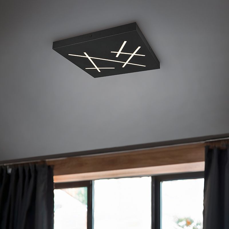 Čierna stropná lampa dizajnová, Eelco, 24 W, LED nastaviteľný od teplej po studenú bielu, s 3-stupňovým stmievačom