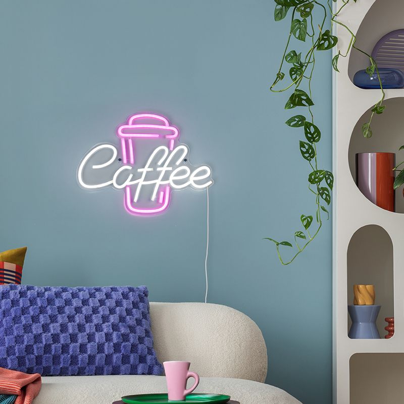 Priehľadné nástenné svietidlo plastové, Coffee, 5 W, LED ružová, s vypínačom