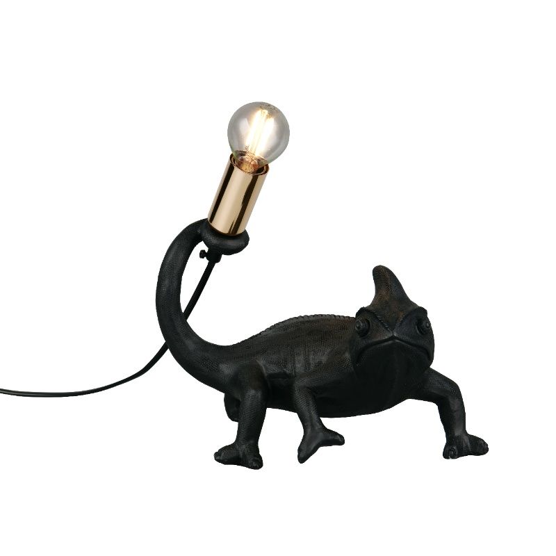 Čierna stolová lampa plastová, Chameleon