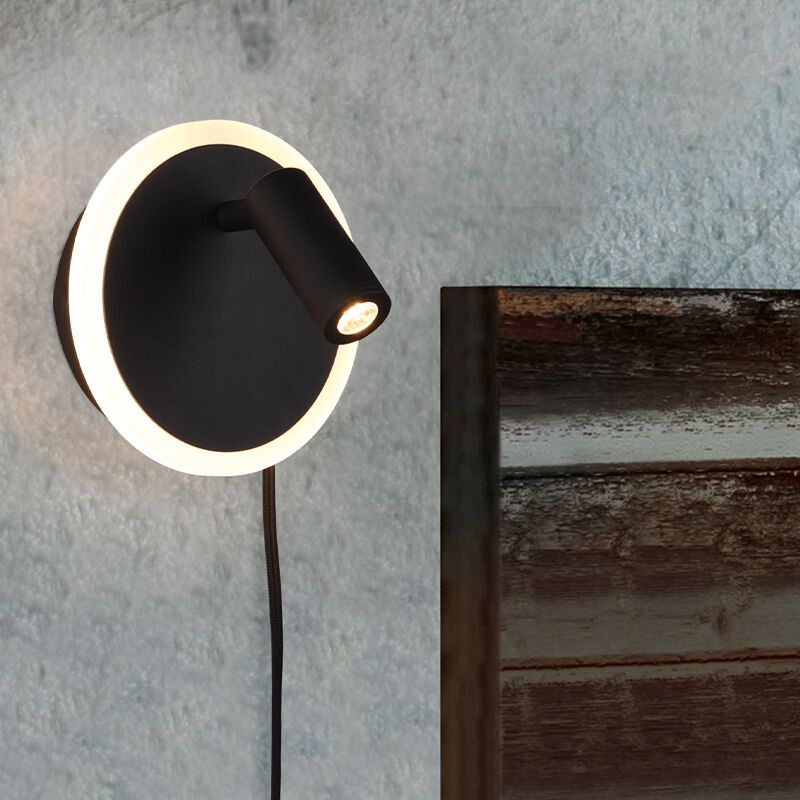 Čierne nástenné svietidlo moderné, Sirias, 5 W, LED 3000 K, s vypínačom