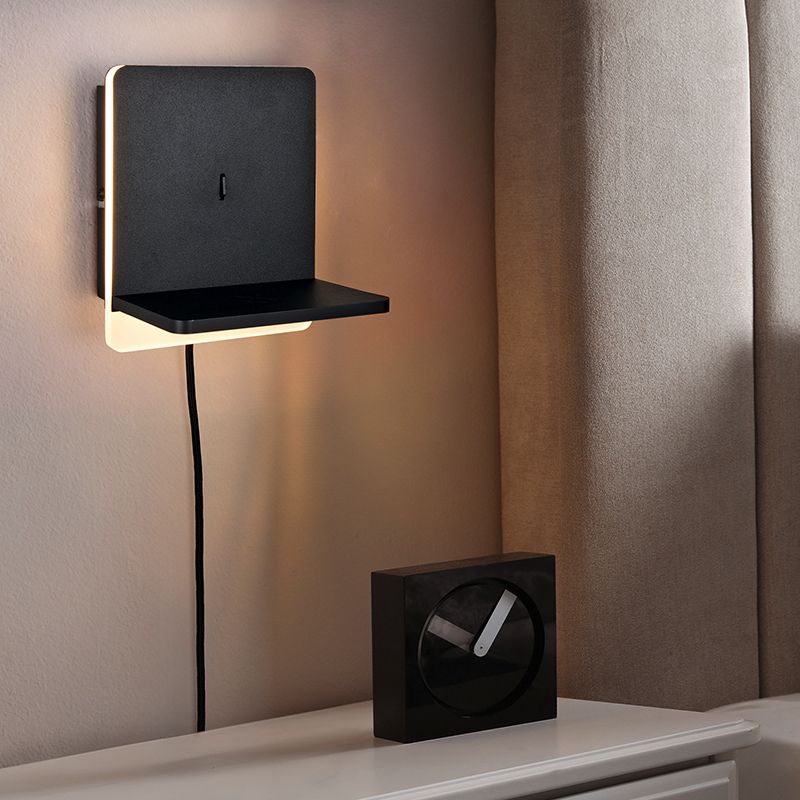 Čierne nástenné svietidlo moderné, Margje, 9 W, LED 3000 K, s vypínačom Čierne nástenné svietidlo moderné, Margje, 9 W, LED 3000 K, s vypínačom