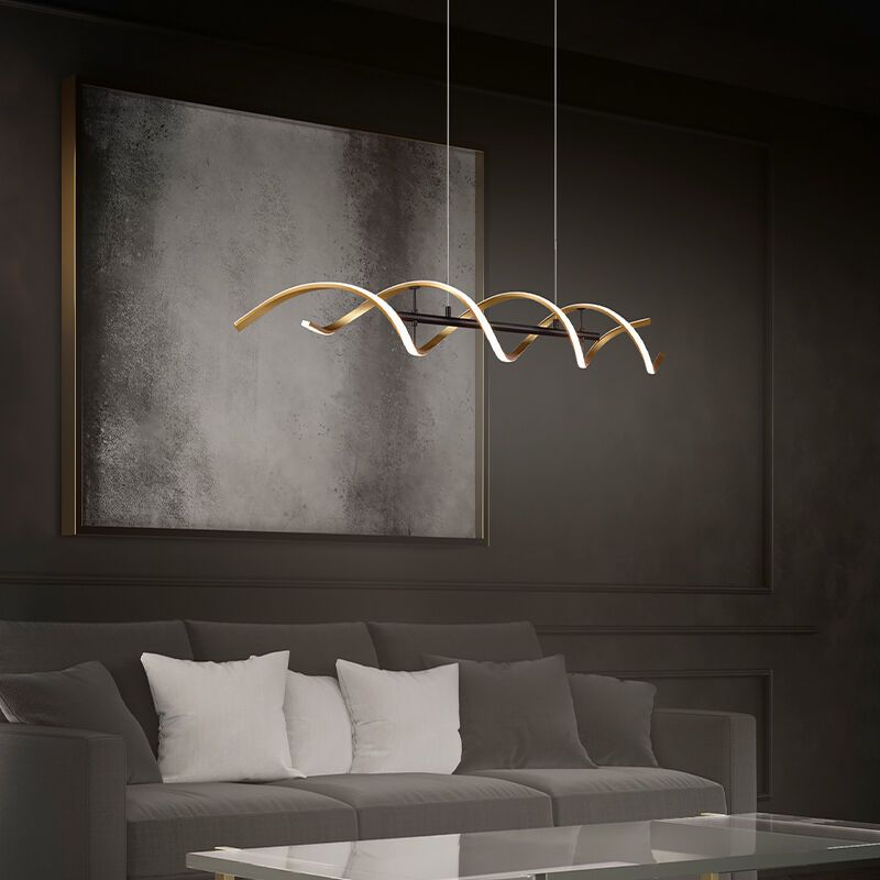 Mosadzné závesné svietidlo nad jedalensky stol dizajnové, Sylvian, 45 W, LED white switch, s 3-stupňovým stmievačom