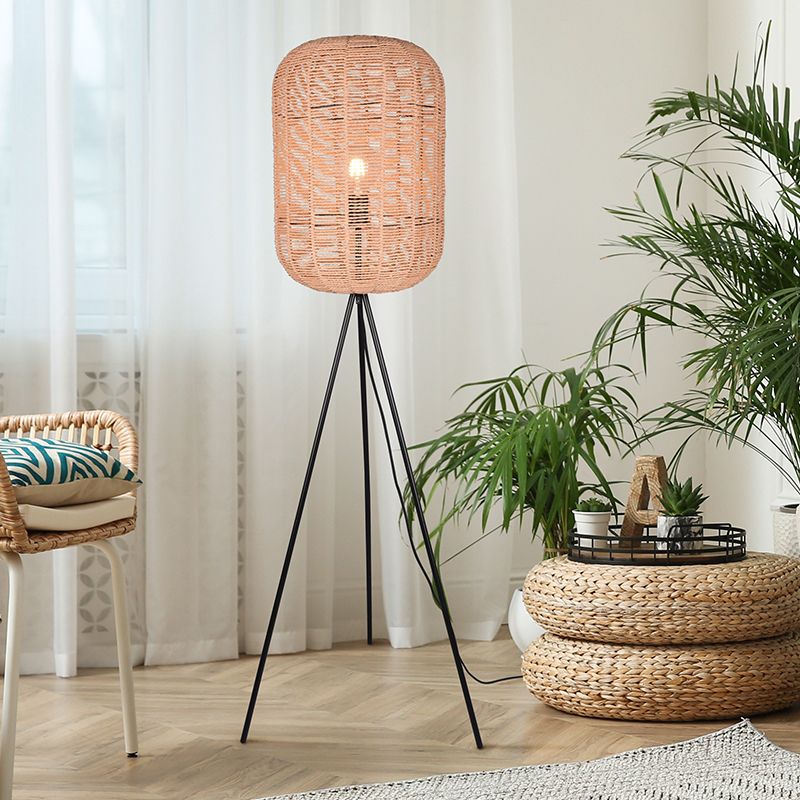 Čierna stojaca lampa so statívom moderná, Elham, s vypínačom Čierna stojaca lampa so statívom moderná, Elham, s vypínačom