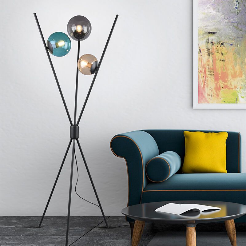 Čierna stojaca lampa moderná, Larans, s vypínačom