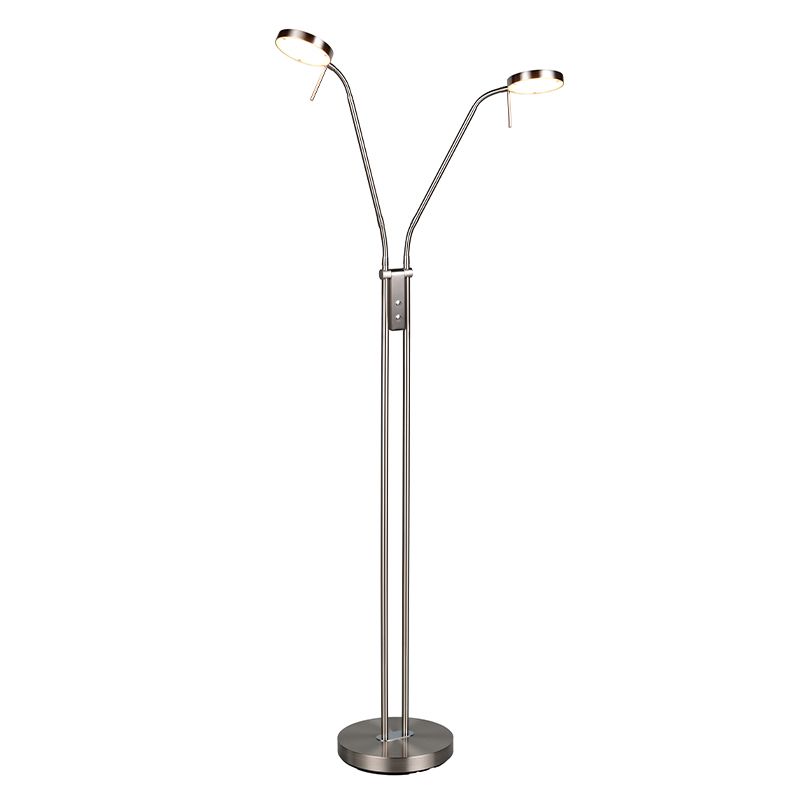 Niklová stojaca lampa moderná, Bilge, s dotykovým stmievačom