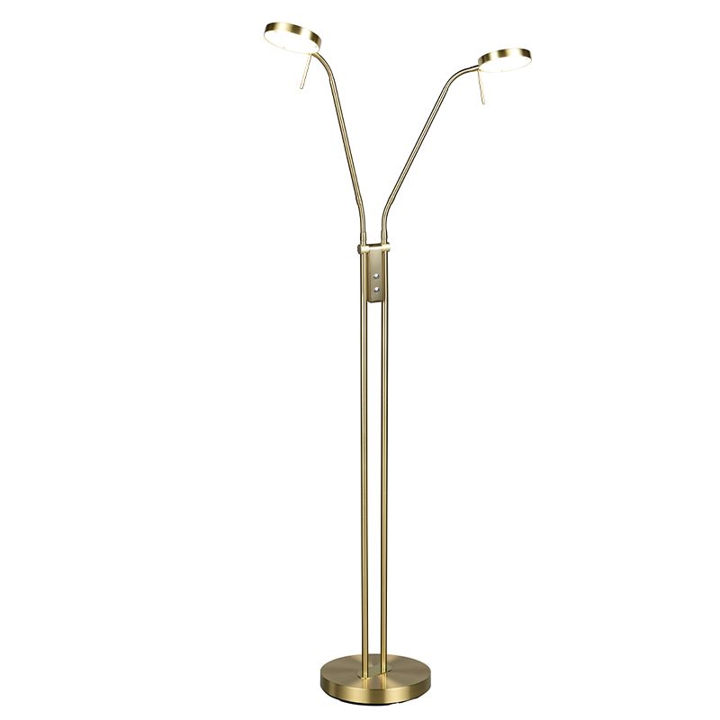 Mosadzná stojaca lampa moderná, Bilge, s dotykovým stmievačom