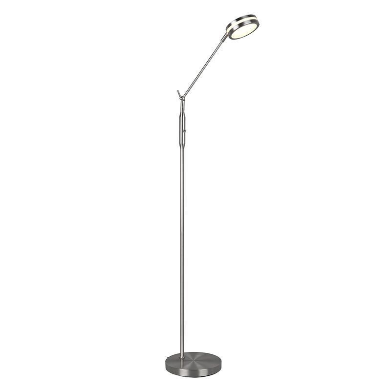 Niklová stojaca lampa na čítanie moderná, Marjon, 6 W, LED s nastaviteľnou farbou svetla, s dotykovým stmievačom