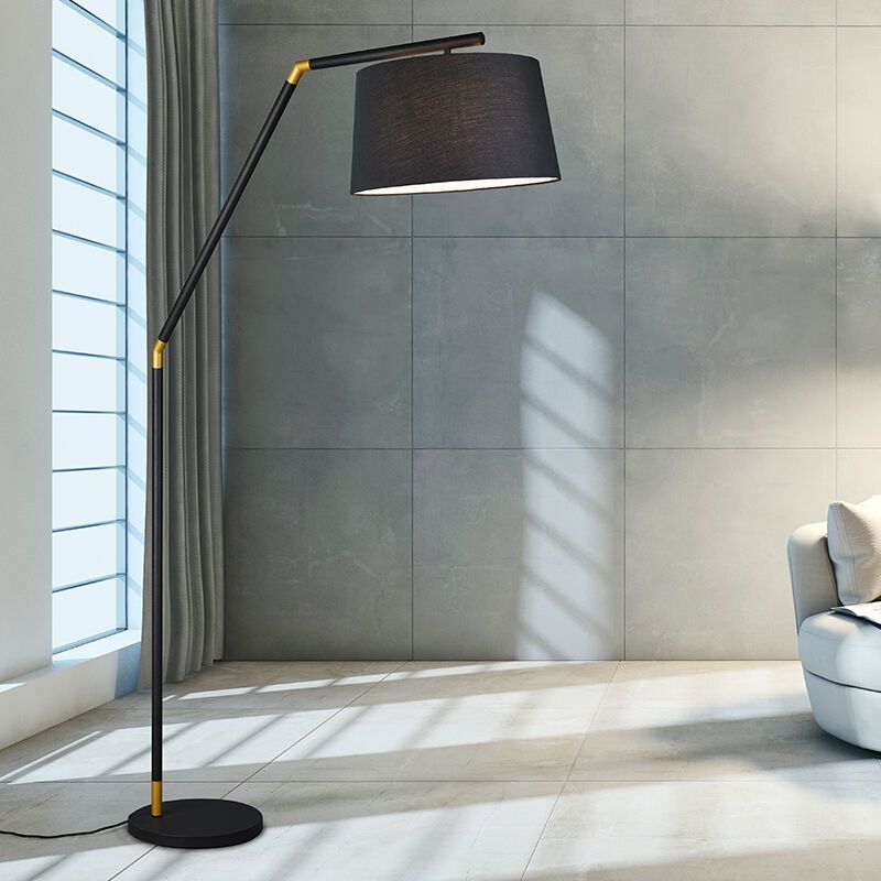 Čierna oblúková lampa moderná, Lendy, s vypínačom
