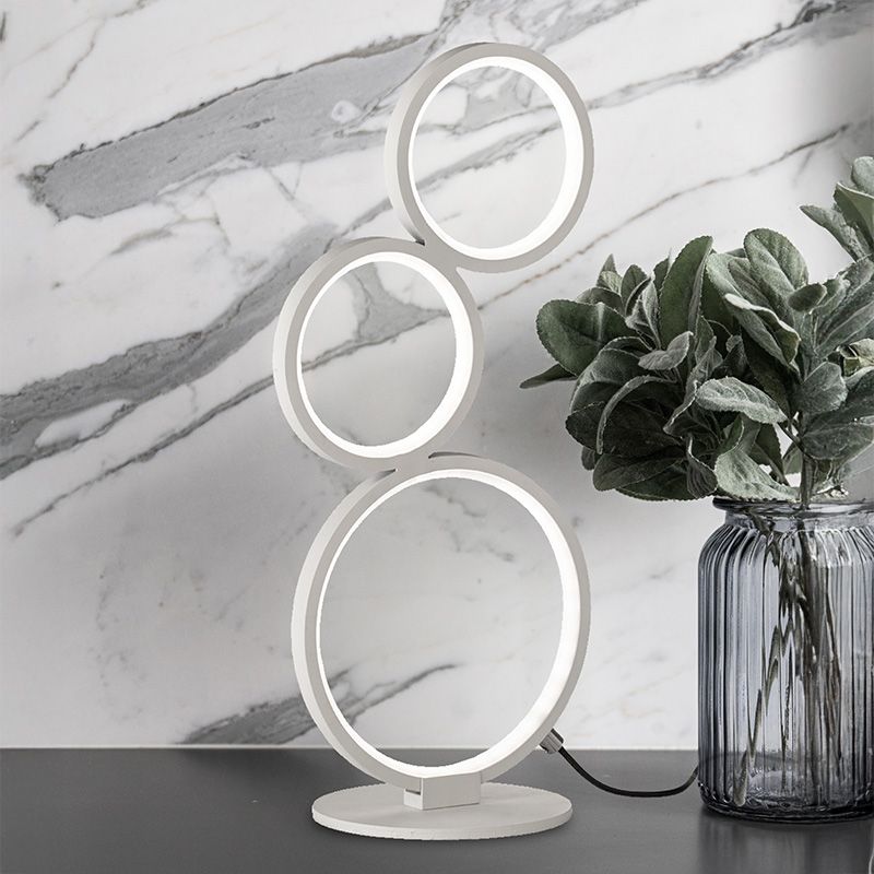 Biela stolová lampa moderná, Robon, 17 W, LED 3000 K, s vypínačom