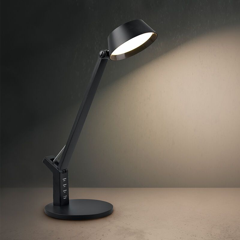Čierna lampa na písací stôl moderná, Lindi, 5 W, LED nastaviteľný od teplej po studenú bielu, s dotykovým stmievačom Čierna lampa na písací stôl moderná, Lindi, 5 W, LED nastaviteľný od teplej po studenú bielu, s dotykovým stmievačom