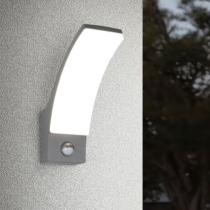 Antracité vonkajšie nástenné svietidlo so senzorom pohybu moderné, Popke, 12,5 W, LED 4000 K, IP44