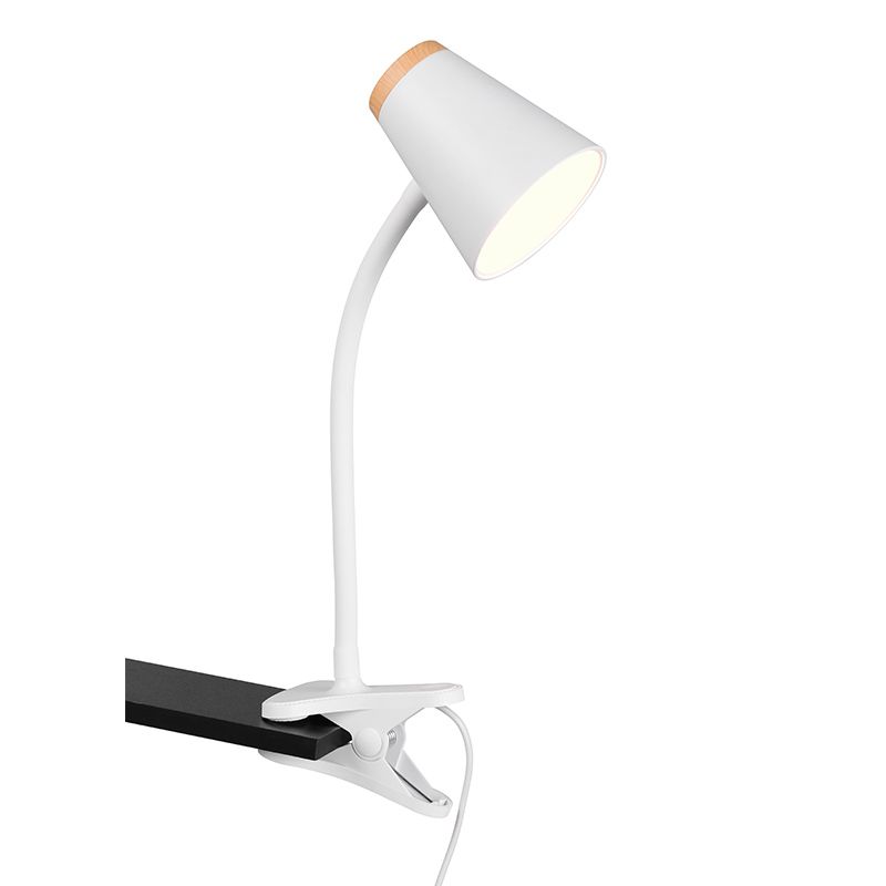 Biela lampa na klip moderná, Rahul, 4,5 W, LED 3000 K, s vypínačom Biela lampa na klip moderná, Rahul, 4,5 W, LED 3000 K, s vypínačom