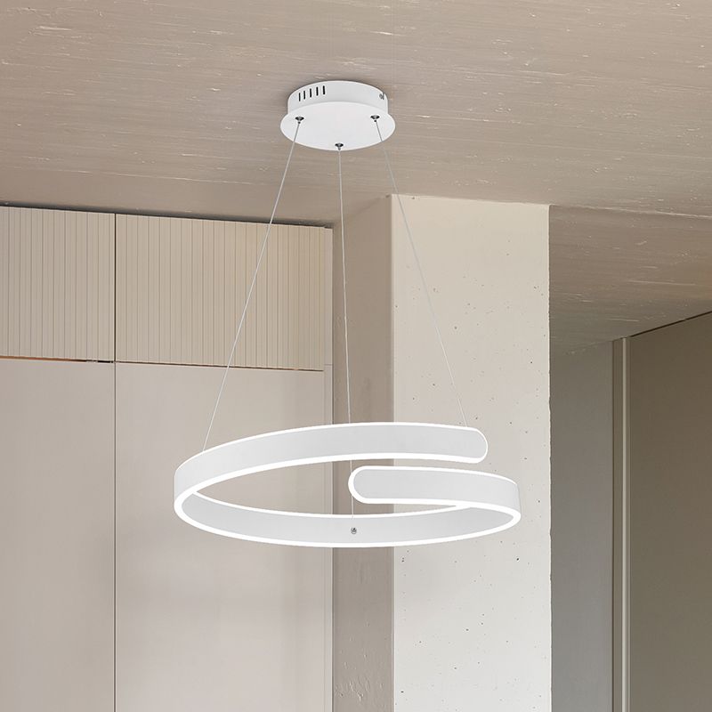 Biele visiace svietidlo dizajnové, Resy, 37 W, LED 4000 K, s 3-stupňovým stmievačom