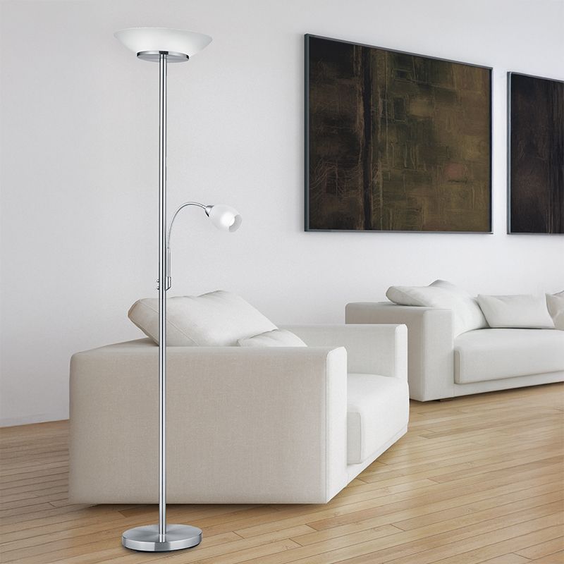 Niklová stojaca lampa na čítanie moderná, Larry
