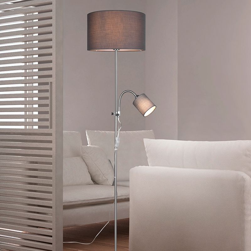 Niklová stojaca lampa na čítanie moderná, Edina, s vypínačom