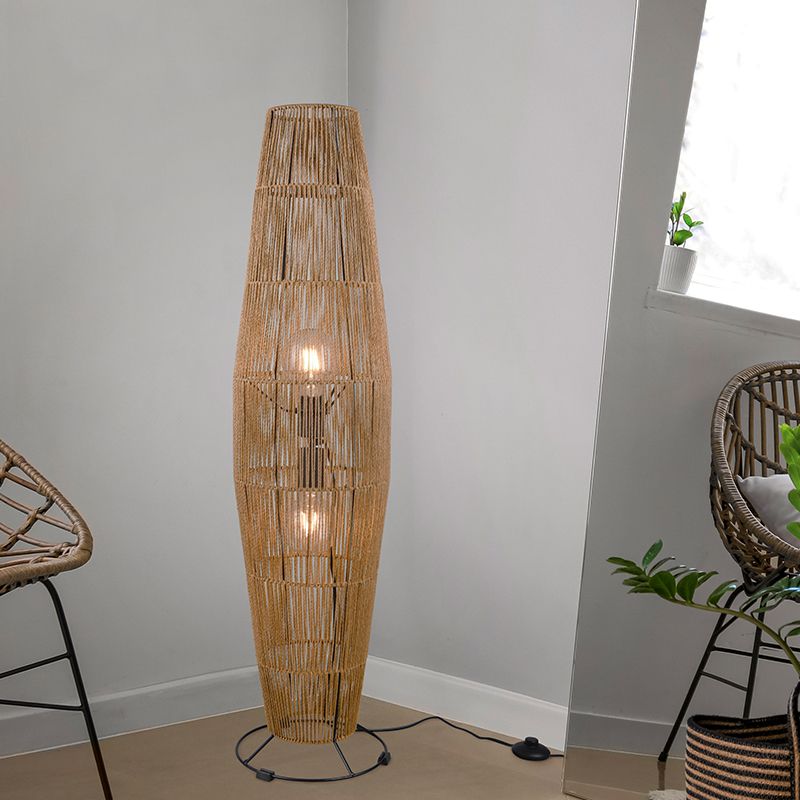 Papierová stojaca lampa hnedá, Fleurtje, s vypínačom