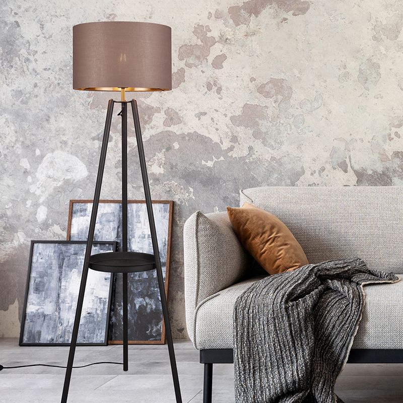 Taupeová stojaca lampa so statívom moderná, Wendel, s vypínačom