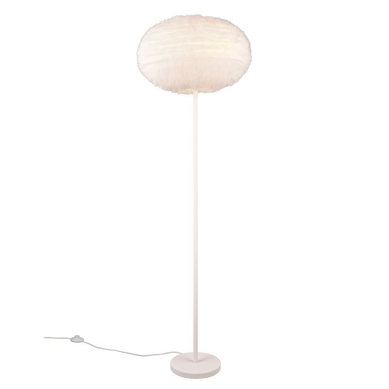 Béžová stojaca lampa textílná, Vijay, s vypínačom Béžová stojaca lampa textílná, Vijay, s vypínačom