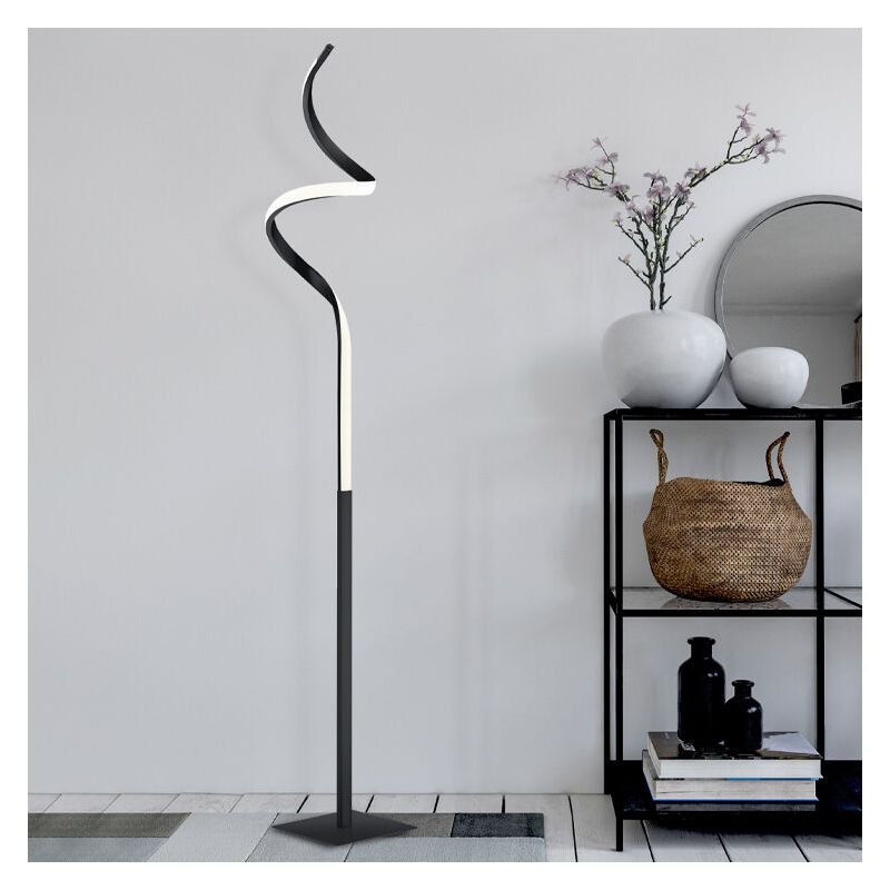 Čierna stojaca lampa moderná, Aby, 11 W, LED 3000 K, s dotykovým stmievačom