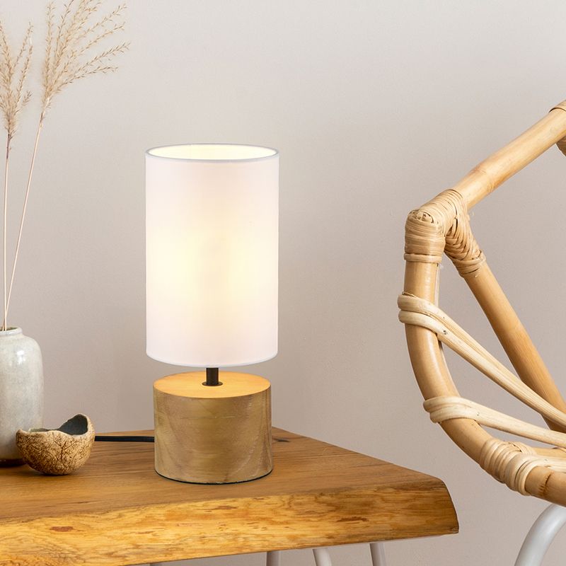 Hnedá stolová lampa drevená, Job, s vypínačom
