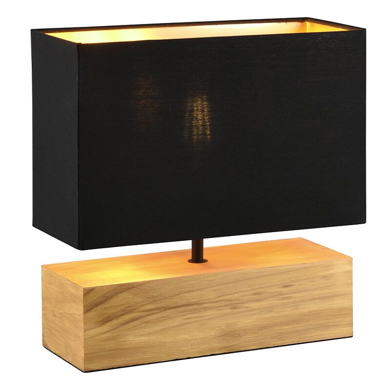 Hnedá stolová lampa drevená, Job, s vypínačom