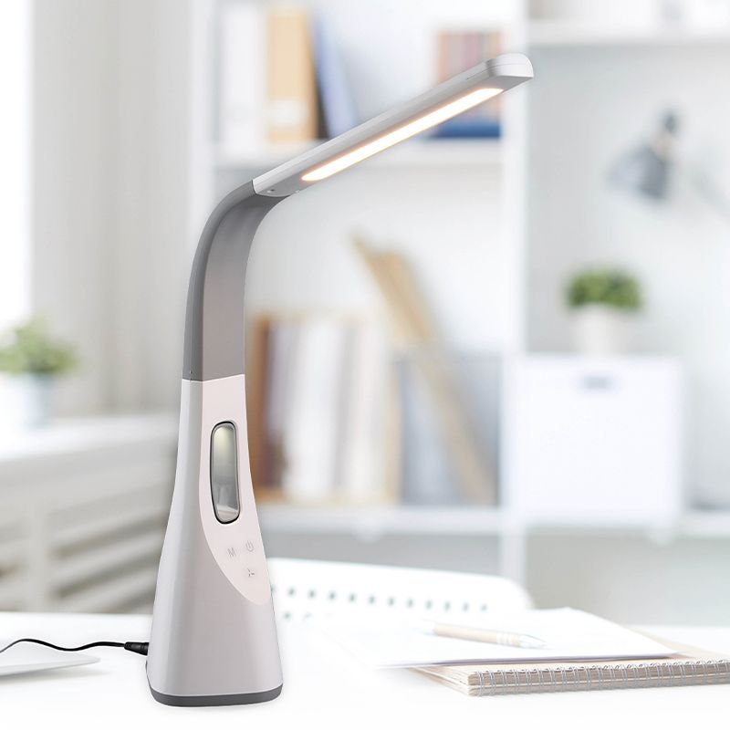 Biela lampa na písací stôl moderná, Zuris, 5 W, LED nastaviteľný od teplej po studenú bielu, s dotykovým stmievačom