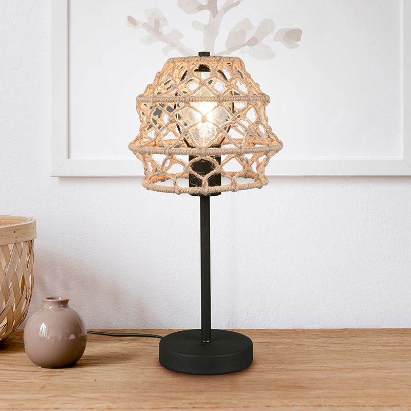 Hnedá stolová lampa rustikálna, Liduina, s vypínačom