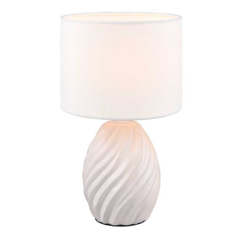 Biela stolová lampa retro, Roeland, s vypínačom Biela stolová lampa retro, Roeland, s vypínačom