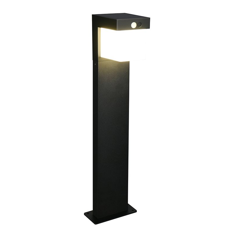 Čierny solárny záhradný stĺpik moderný, Kadija, 5,5 W, LED 4000 K, IP44