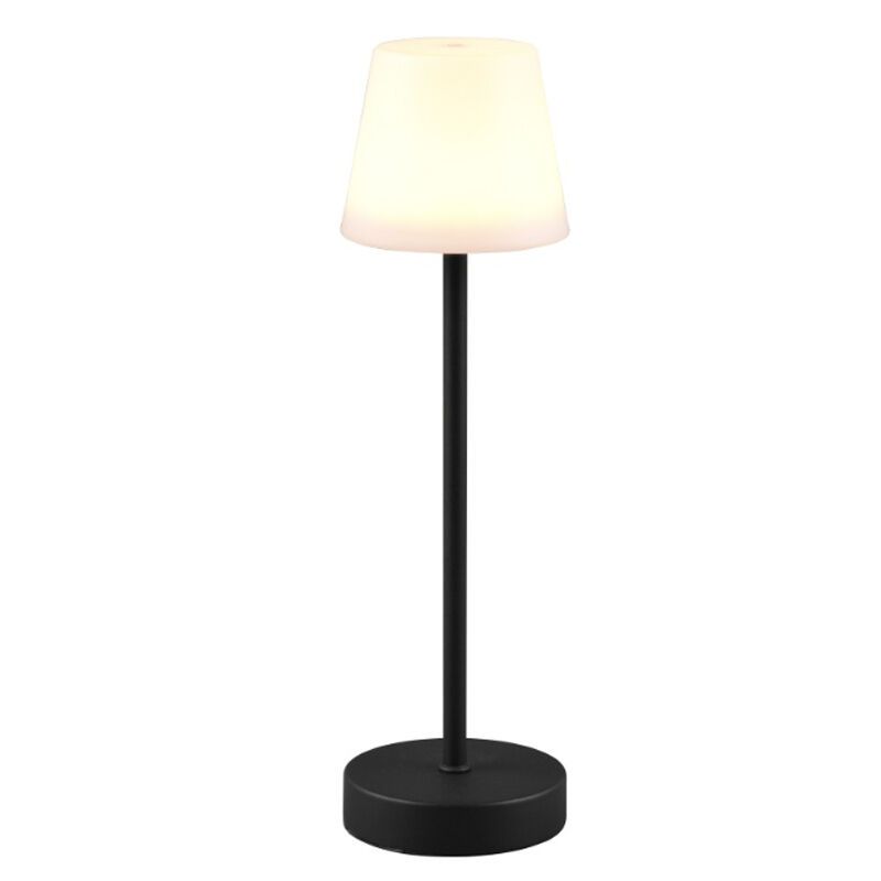 Čierna nabíjateľná stolová lampa plastová, Suman, 2 W, LED nastaviteľný od teplej po studenú bielu, IP44, s dotykovým stmievačom