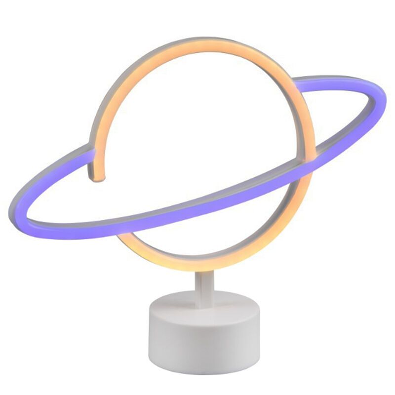 Biela stolná lampa do detskej izby plastová, Planet, 2 W, LED 3000 K, s vypínačom