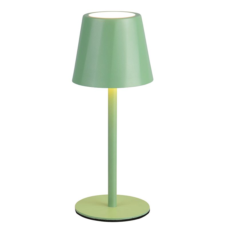 Zelená nabíjateľná stolová lampa kovová, Priya, 1,6 W, LED nastaviteľný od teplej po studenú bielu, s 3-stupňovým stmievačom