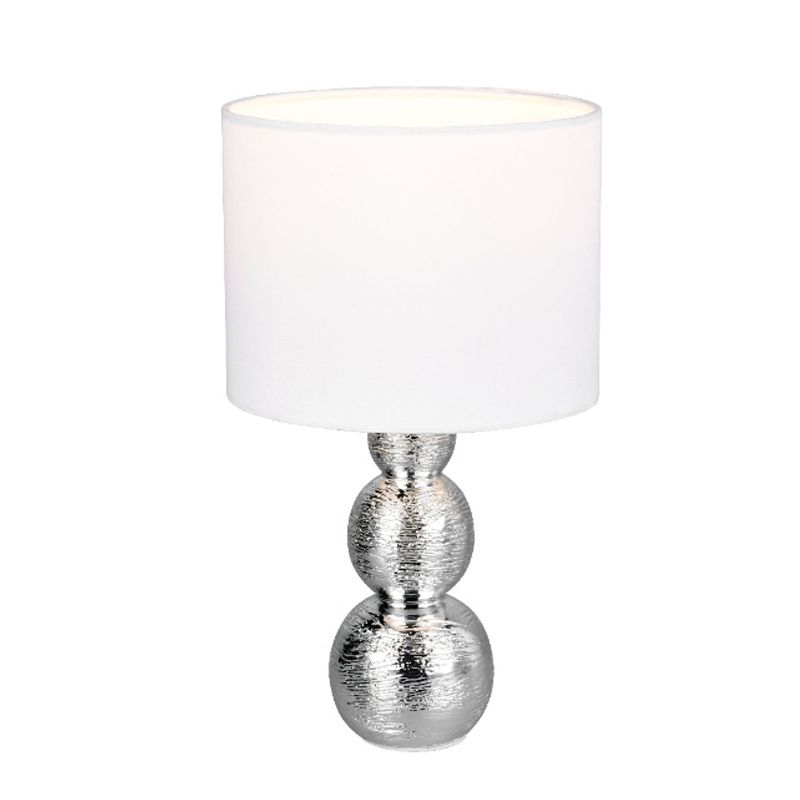 Keramická stolová lampa strieborná, Leonhard, s vypínačom
