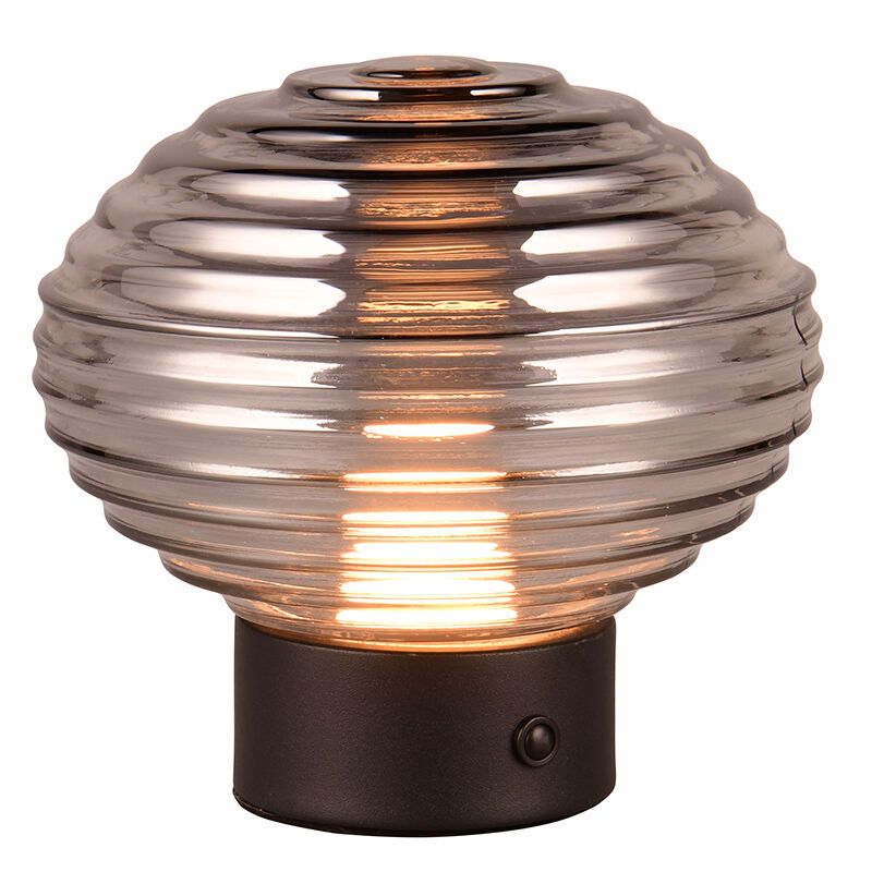 Čierna nabíjateľná stolová lampa retro, Walid, 2 W, LED 3000 K, s dotykovým stmievačom