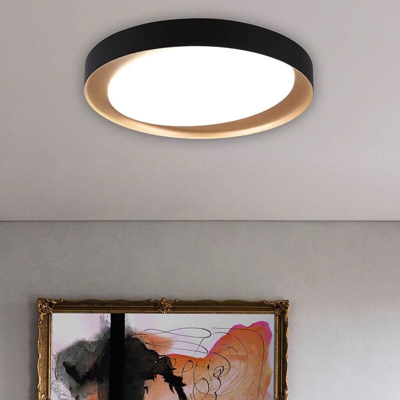 Čierna stropná lampa moderná, Joas, 24 W, LED nastaviteľný od teplej po studenú bielu, s diaľkovým ovládačom